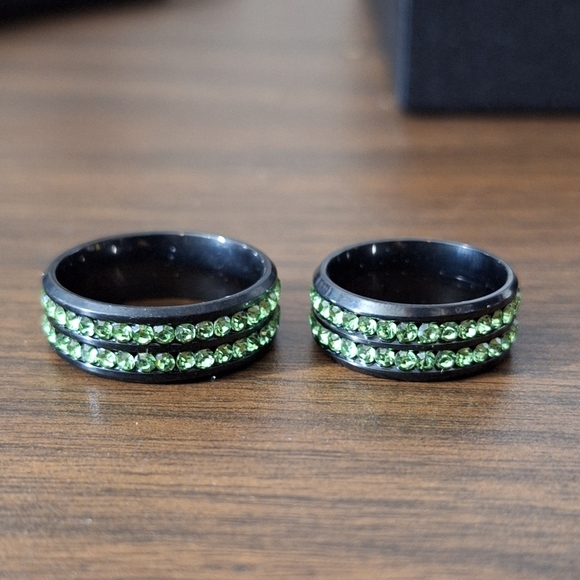 His & Hers ring set Green and black - Picture 1 of 8